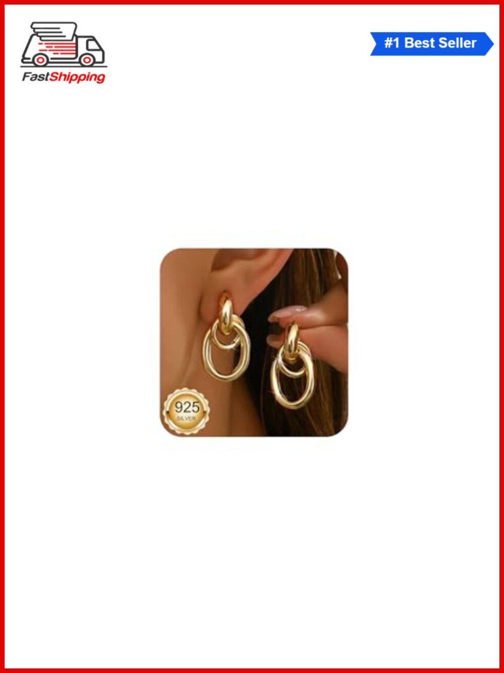 ✨ Chunky Gold Plated Knot Earrings 925 Silver Statement Lightweight Dangle Drop